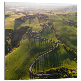 Quadro em alumínio Aerial view of winding road in Tuscany, Italy