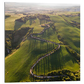 Gallery print Aerial view of winding road in Tuscany, Italy