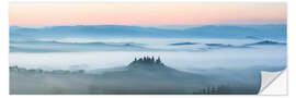 Wall sticker Panoramic landscape: Belvedere farmhouse in the mist