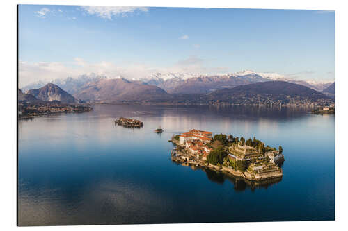 Cuadro de aluminio Aerial view of Isola Bella on lake Maggiore at sunset, Italy