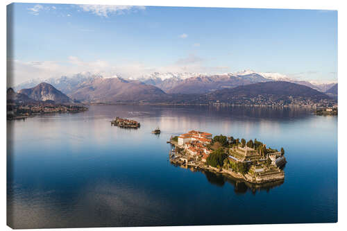 Quadro em tela Aerial view of Isola Bella on lake Maggiore at sunset, Italy