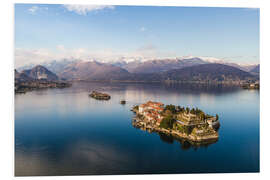 Foam board print Aerial view of Isola Bella on lake Maggiore at sunset, Italy