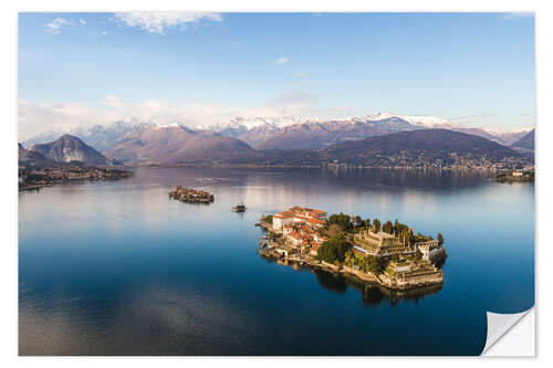 Wall sticker Aerial view of Isola Bella on lake Maggiore at sunset, Italy