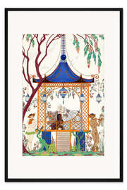 Gerahmter Kunstdruck Ein Mann und eine Frau in einem Pavillon