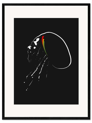 Impressão artística com moldura Bob Marley