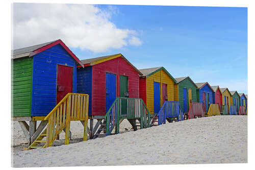 Akrylbilde Bunter Strandhütten in Muizenberg