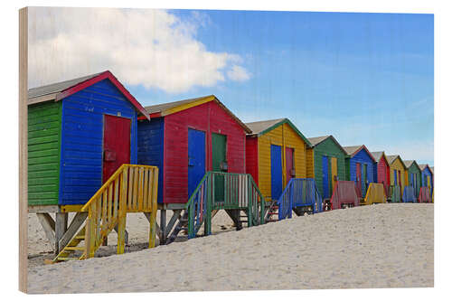 Holzbild Bunter Strandhütten in Muizenberg