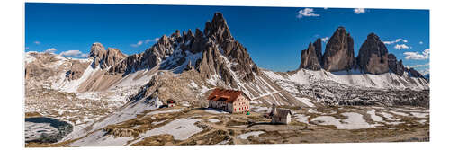 Print på skumplade Spring panorama Three peaks