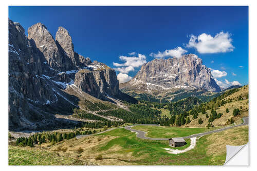 Wandsticker Dolomitenpanorama Langkofel und Sellagruppe