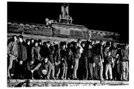 Foam board print Crowd celebrating the opening of the border