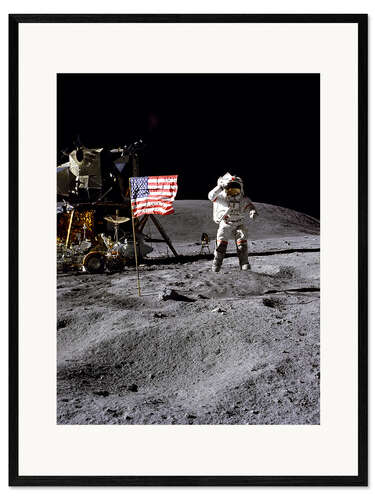 Kehystetty taidepainatus Astronaut of the 10th manned mission Apollo 16 on the moon