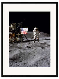 Inramat konsttryck Astronaut of the 10th manned mission Apollo 16 on the moon