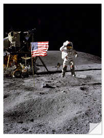 Muursticker Astronaut of the 10th manned mission Apollo 16 on the moon