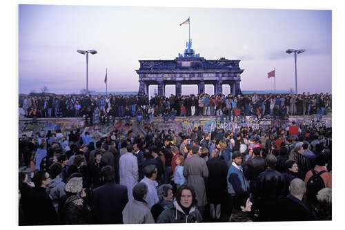 Foam board print Berliners celebrate the opening of the border