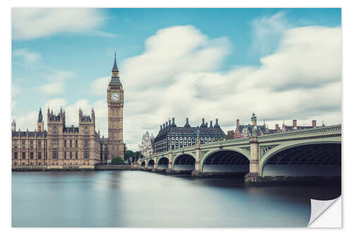 Selvklæbende plakat LONDON, Big Ben and Westminster Bridge