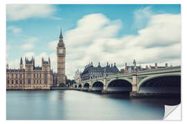 Selvklebende plakat LONDON, Big Ben and Westminster Bridge