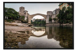 Gerahmter Kunstdruck Stari Most Bosnien am Morgen