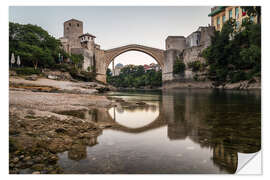 Selvklebende plakat Stari Most Bosnia in the morning