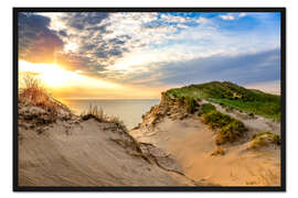 Gerahmter Kunstdruck Sonnenuntergang in den Dünen bei Lonstrup