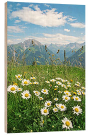 Holzbild Gebirgslandschaft in Vorarlberg, Österreich