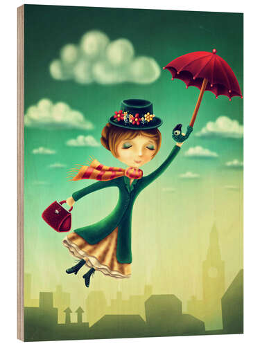 Wood print Mary Poppins