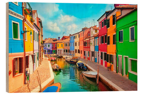 Hout print Burano, an island in the Venetian Lagoon