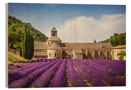 Print på træ  Senanque Abbey with lavender fields - Elena Schweitzer