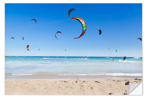 Selvklæbende plakat Many kitesurfers