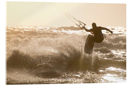 Akryylilasitaulu Kitesurfer jumping on a beautiful background