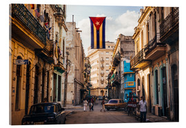 Tableau en verre acrylique  Un drapeau cubain avec des trous - Julian Peters