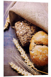 Foam board print Freshly baked bread on wooden table