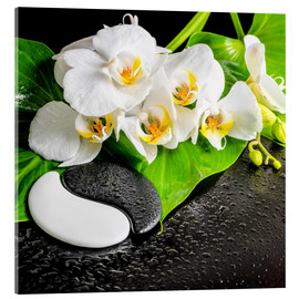 Akrylbilde  Spa-arrangement med hvit orkidé