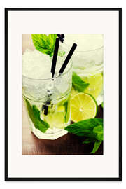 Gerahmter Kunstdruck Mojito Cocktail mit Zutaten
