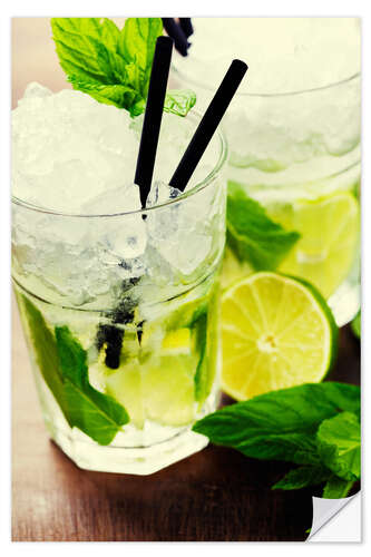 Wandsticker Mojito Cocktail mit Zutaten