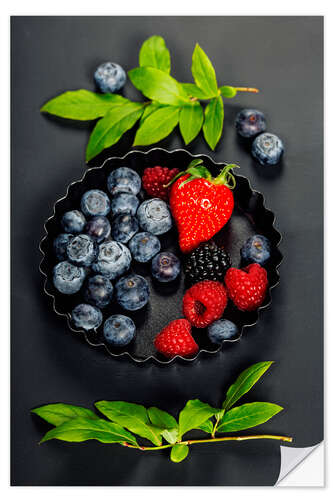 Selvklebende plakat Fresh Berries on Dark Background