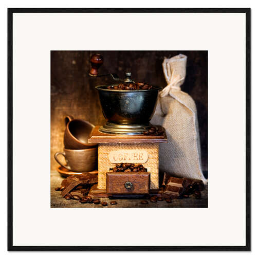 Gerahmter Kunstdruck Antike Kaffeemühle