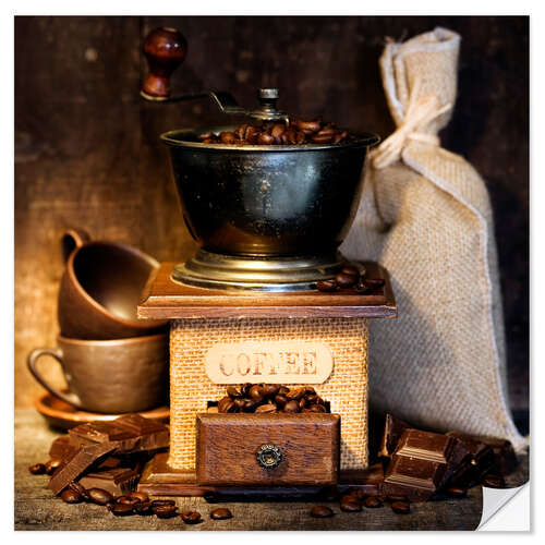 Selvklebende plakat Antique coffee grinder