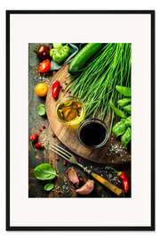 Gerahmter Kunstdruck Gesundes Bio-Gemüse und Gewürze