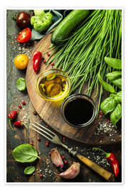 Poster Gesundes Bio-Gemüse und Gewürze