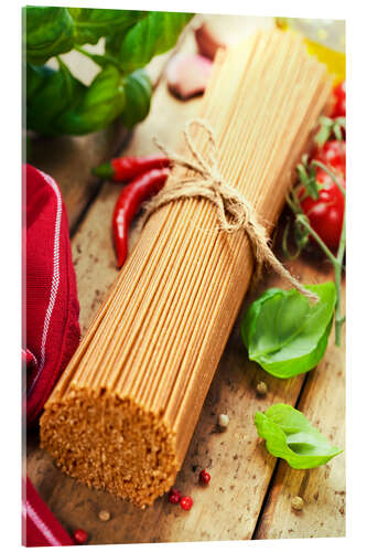 Quadro em acrílico whole wheat spaghetti with ingredients