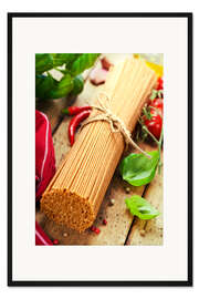 Gerahmter Kunstdruck Vollkorn-Spaghetti mit Zutaten