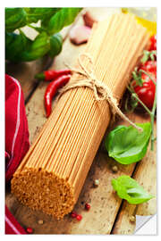 Adesivo murale whole wheat spaghetti with ingredients