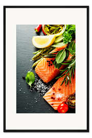 Gerahmter Kunstdruck Lachsfilet mit Gewürzen