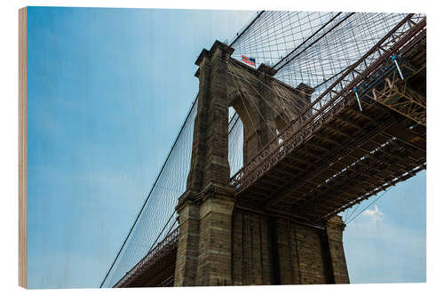 Wood print Brooklyn Bridge in New York