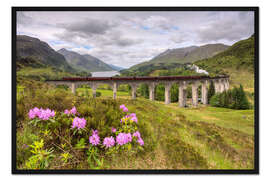Gerahmter Kunstdruck Glenfinnan Viadukt in Schottland mit Dampflok