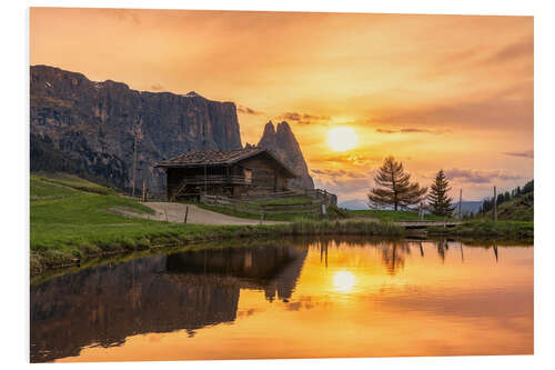 PVC print Alpe di Siusi with Schlern at sunset