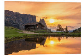 PVC print Alpe di Siusi with Schlern at sunset