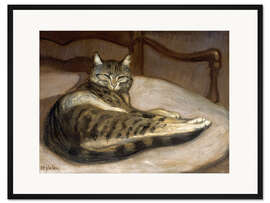 Gerahmter Kunstdruck Katze auf einem Sessel