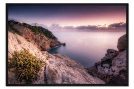 Gerahmter Kunstdruck Morgenlicht am Leuchtturm Cala Ratjada/Capdepera (Mallorca/Spanien)