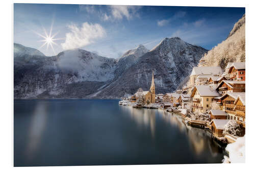 Foam board print Hallstatt in Austria, Winter